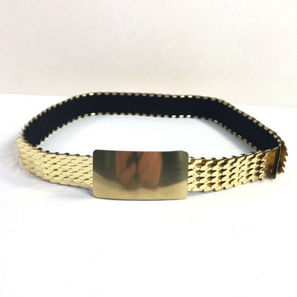 Gold Tone Fashion Belt Stretch Scales Motif Size S to M Women's Vintage 1" width - Picture 1 of 4